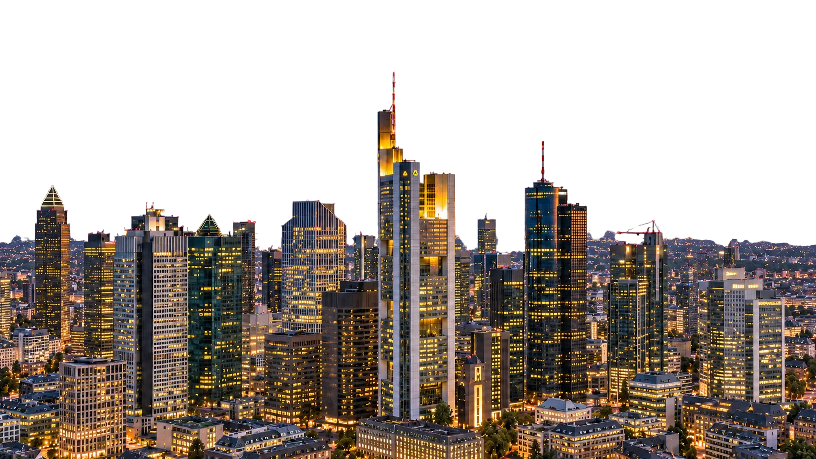 Skyline von Frankfurt am Main am Abend